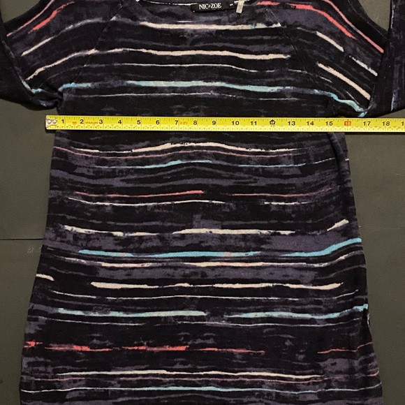 NIC+ZOE Women's Long Sleeve 3/4 Striped Top - Black and Multicolor Size S - Picture 8 of 9